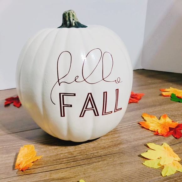 handmade white Eva foam pumpkin hello fall decor - Picture 2 of 3